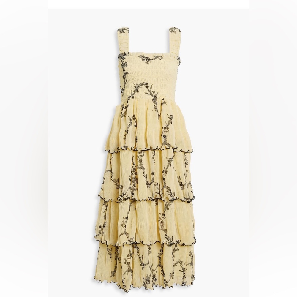 GANNI FLORAL MIDI DRESS